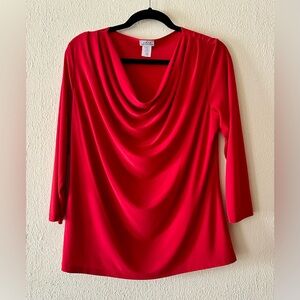 Elegant Red Cowl Neck Blouse